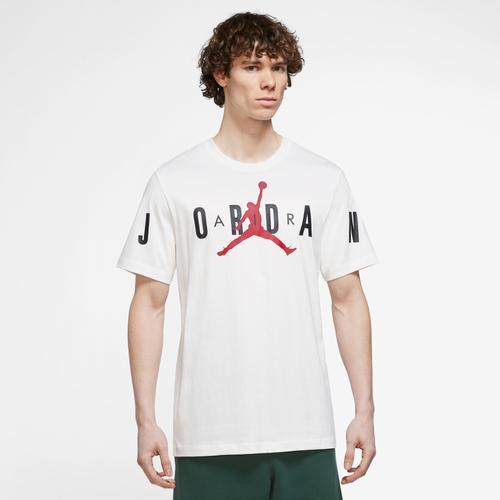 Jordan Mens Jordan Air Stretch Short Sleeve T-Shirt - Mens White/Gym Red/Black Product Image