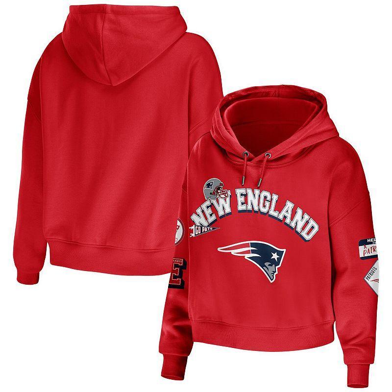 Womens WEAR by Erin Andrews New England Patriots Plus Size Modest Cropped Pullover Hoodie Product Image