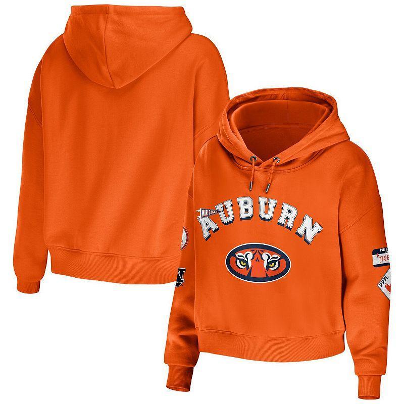 Womens WEAR by Erin Andrews Auburn Tigers Mixed Media Cropped Pullover Hoodie Product Image