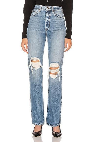 KHAITE Danielle High Rise Stovepipe Jean in Denim-Medium Product Image