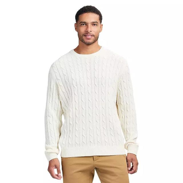 Mens IZOD Cable Knit Crewneck Pullover Sweater White Ice Product Image