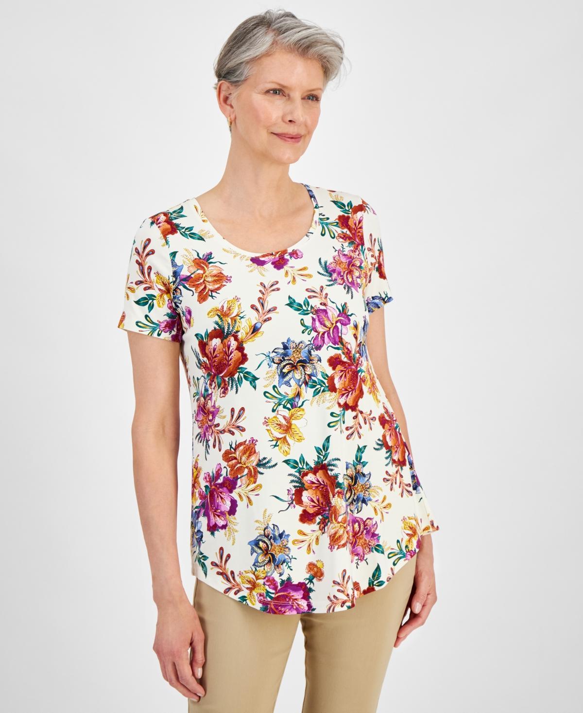 Jm Collection Womens Scoop-Neck Short-Sleeve Knit Top, Created for Macys Product Image