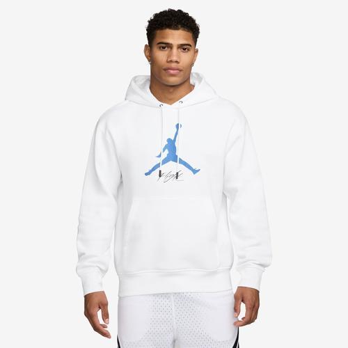 Jordan Mens Jordan Essential Fleece Baseline Hoodie - Mens White/Blue Product Image