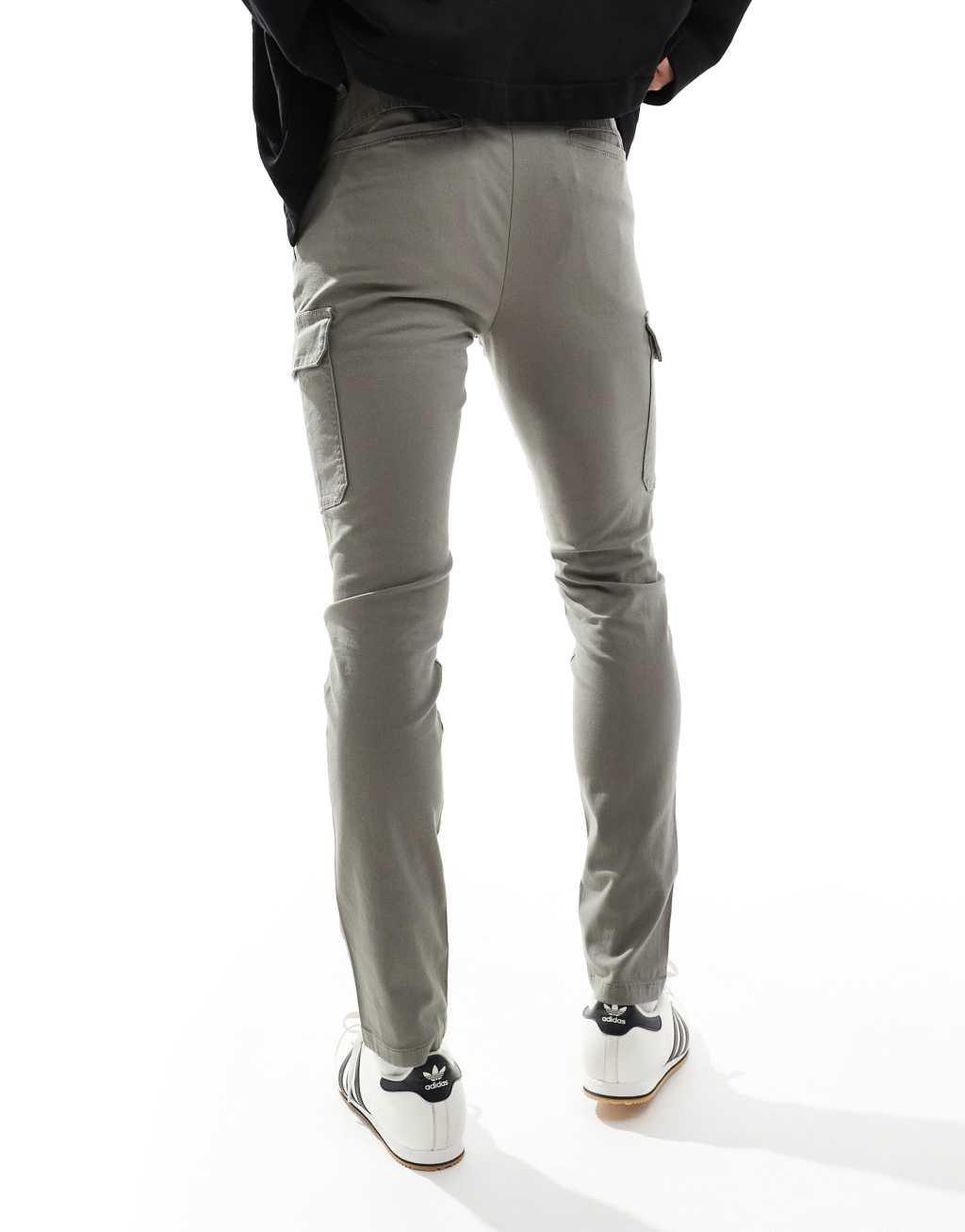 ASOS DESIGN skinny cargo pants in gray Product Image