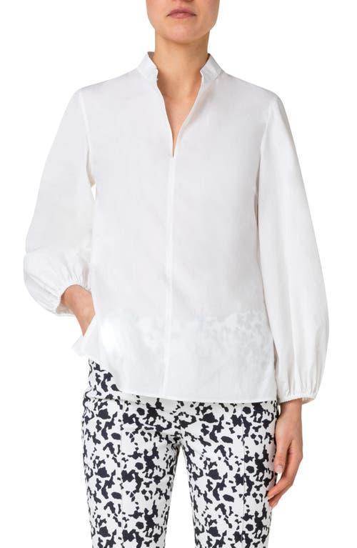 Akris punto Long Sleeve Cotton Popover Blouse Product Image