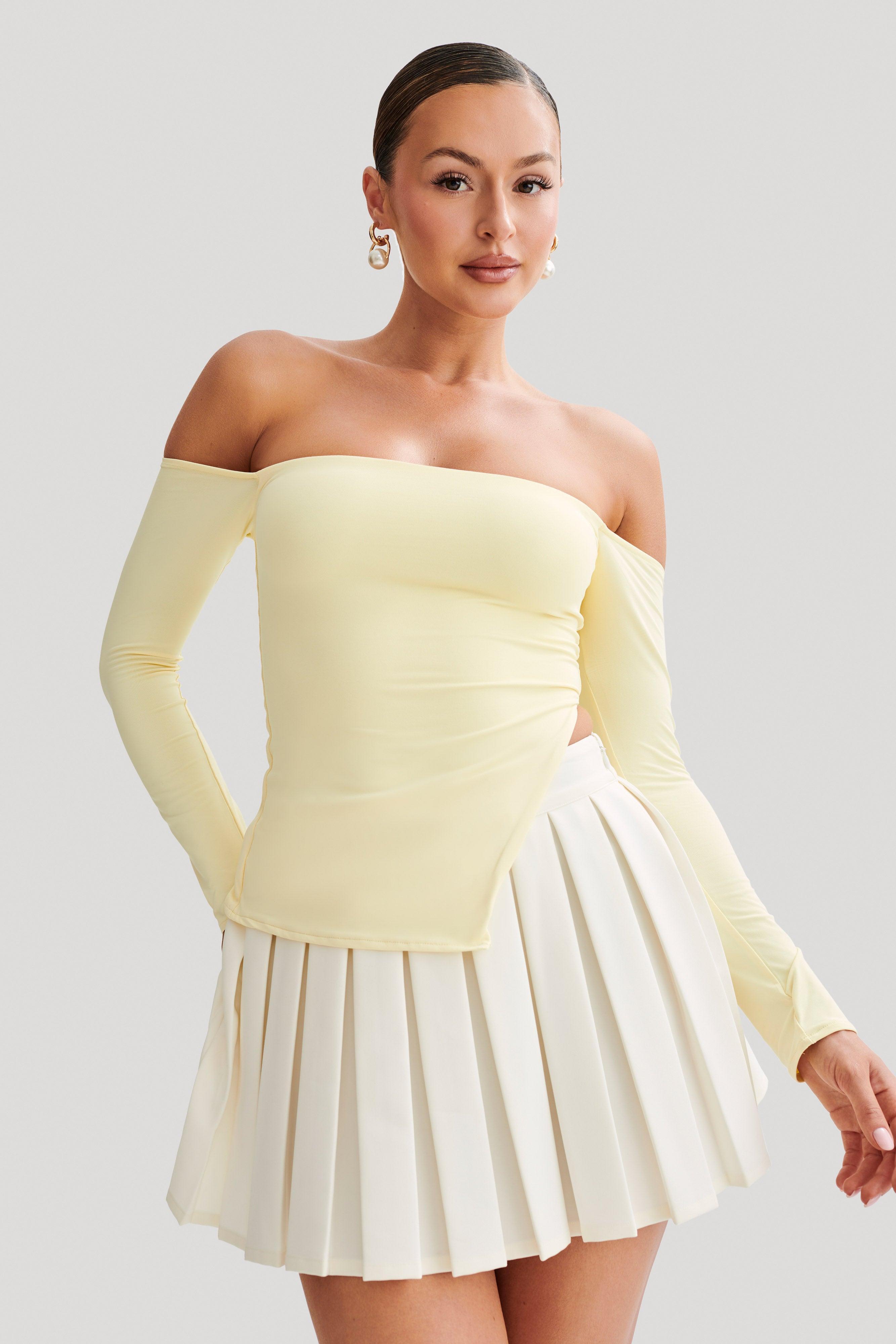 Carmen Recycled Nylon Off Shoulder Top - Lemon Product Image