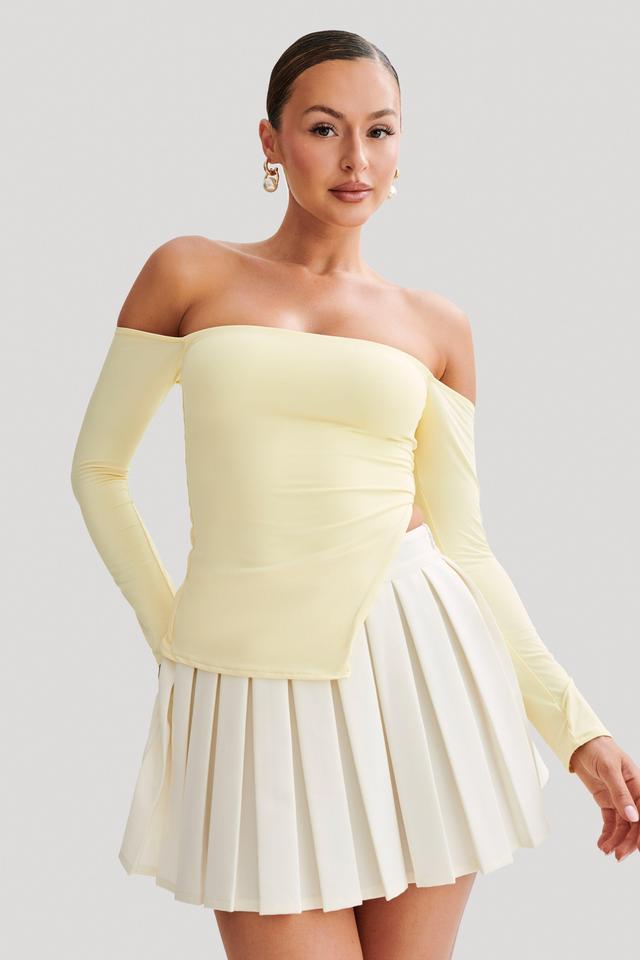 Carmen Recycled Nylon Off Shoulder Top - Lemon Product Image