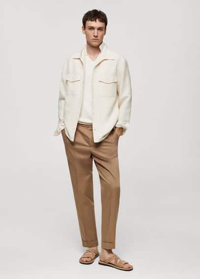 MANGO MAN - Linen overshirt with pockets off whiteMen Product Image