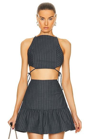 Ganni Stretch Stripe Top in Charcoal Product Image