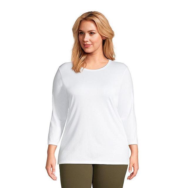 Plus Size Lands End Supima Cotton Relaxed Fit Crewneck Tunic, Womens Product Image