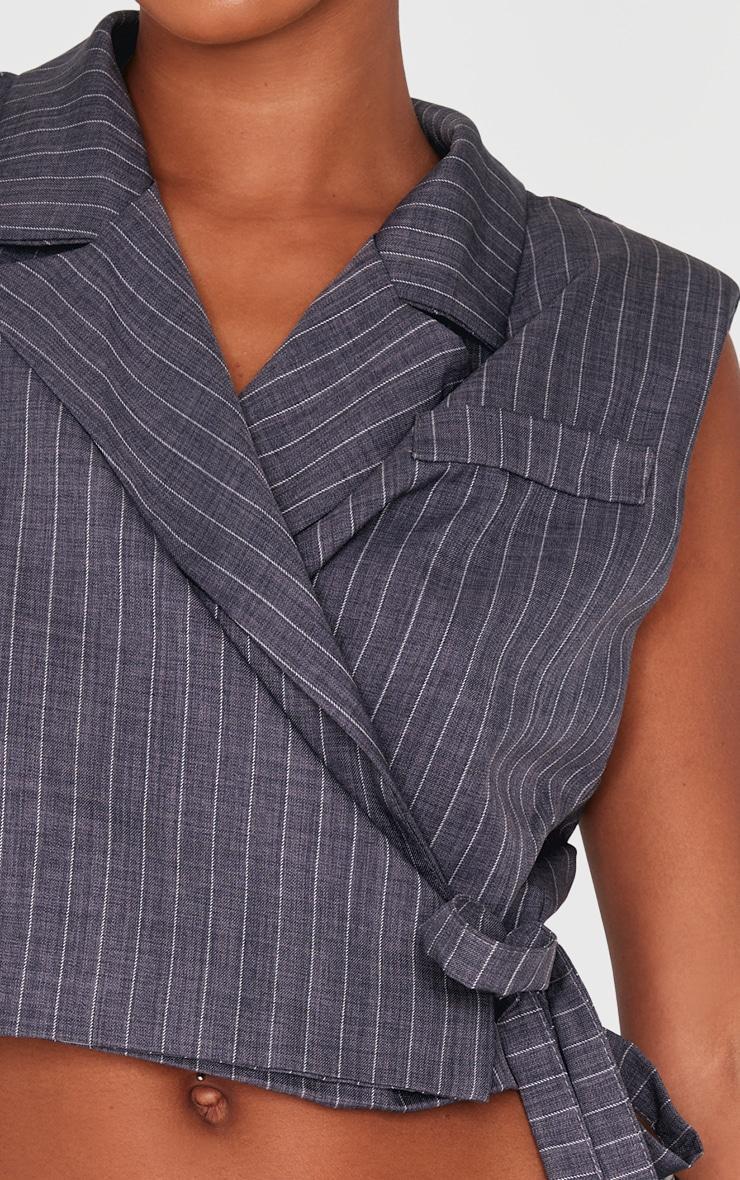 Charcoal Pinstripe Tie Boxy Vest Product Image