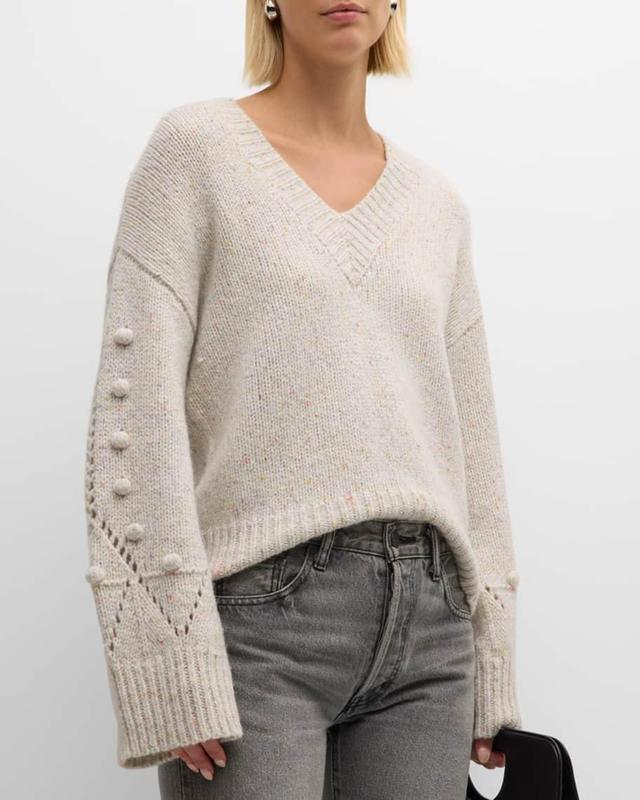 Chunky Pointelle-Sleeve Sweater Product Image