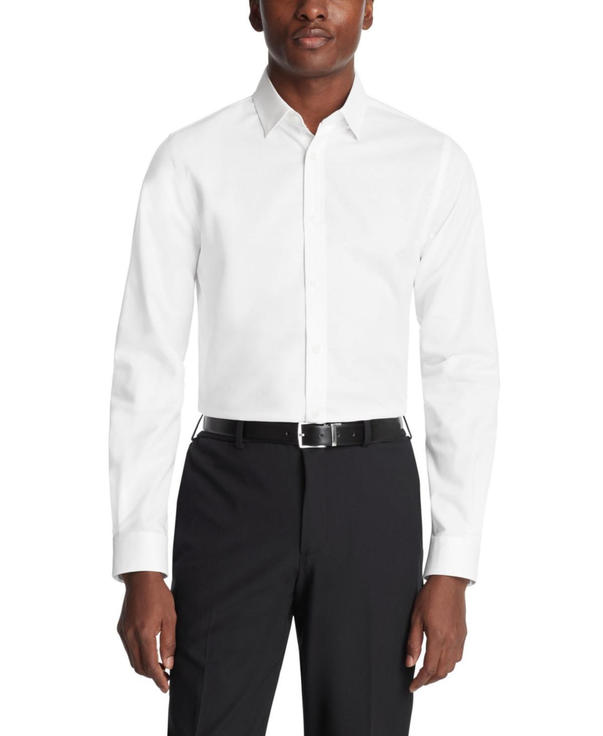 Michael Kors Mens Slim Fit Cotton Linen Untucked Solid Dress Shirt Product Image