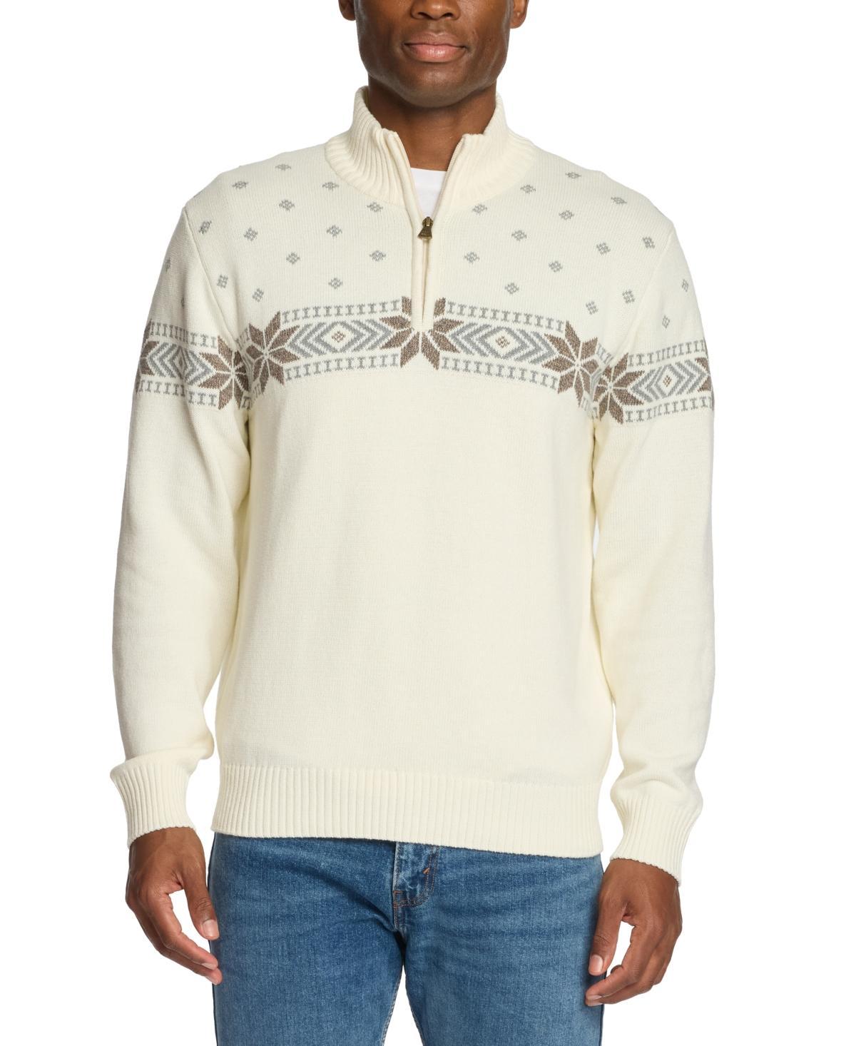 Weatherproof Vintage Mens Quarter-Zip Snowflake-Pattern Sweater Product Image