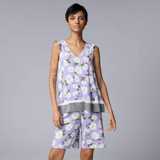 Womens Simply Vera Vera Wang Pajama Tank And Pajama Bermuda Short Sleep Set Product Image