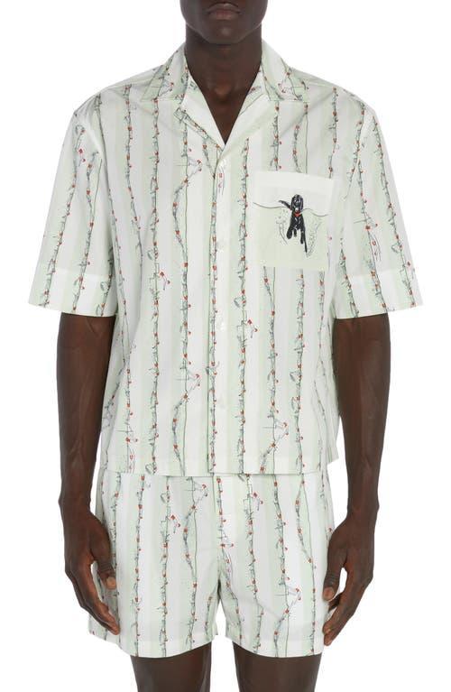 Bottega Veneta Stripe Swimmer Print Camp Shirt Product Image