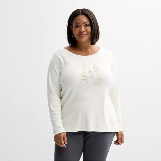 Plus Size Croft & Barrow Holiday Tee, Womens Product Image