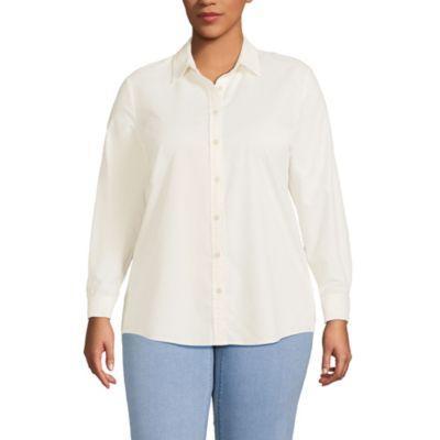 Lands End Womens Plus Size Pinwale Cord Long Sleeve Shirt Product Image