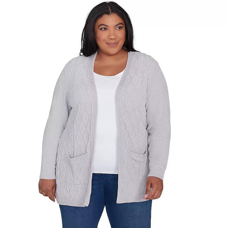 Plus Size Alfred Dunner Chenille Cardigan with Pockets, Womens Product Image