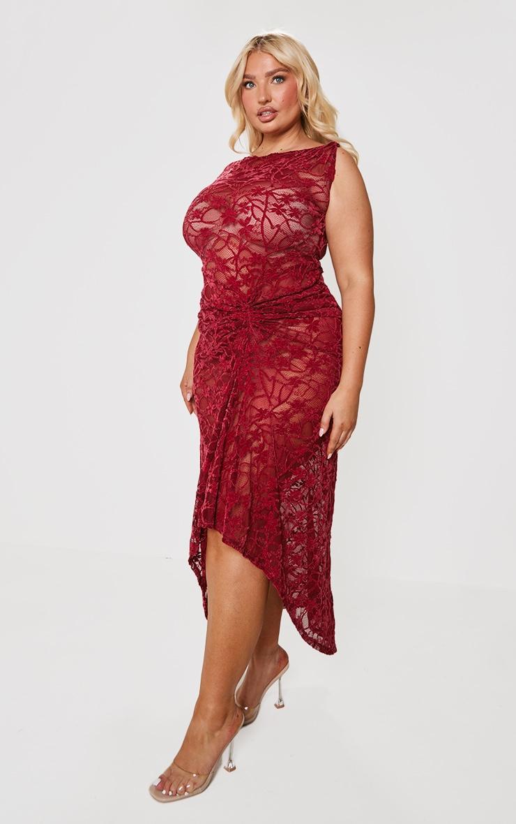 Plus Red Lace Midaxi Dress Product Image