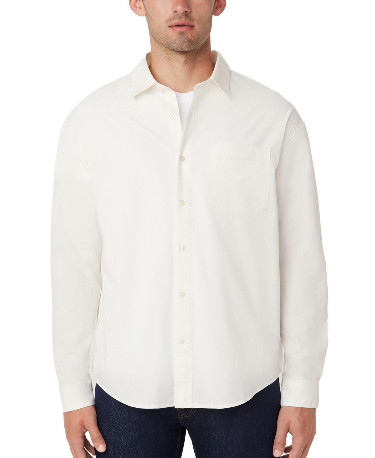 Frank And Oak Mens Loose-Fit Solid Button-Down Poplin Shirt Product Image