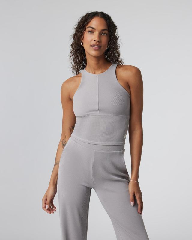 Aston Crop | Women's Soft Pewter Rib Tank Top | Vuori Product Image