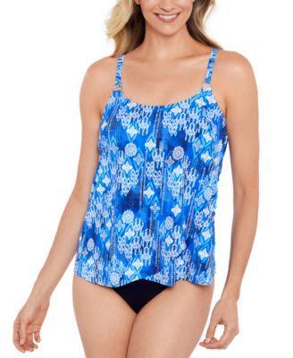 Swim Solutions Womens Printed Overlay Tankini Top Product Image