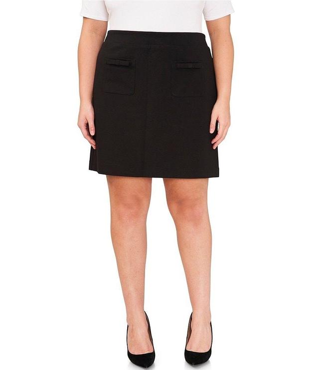 CeCe Plus Size Twill Ponte Bow Front Pocket Pencil Mini Skirt Product Image