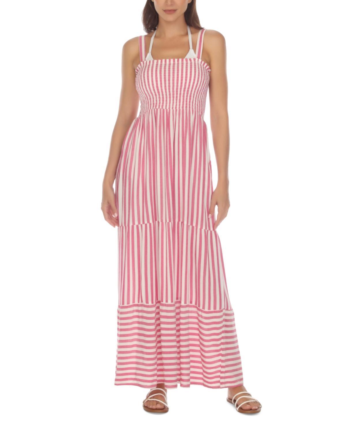 Raviya Womens Tiered Striped Dress Cover-Up Product Image