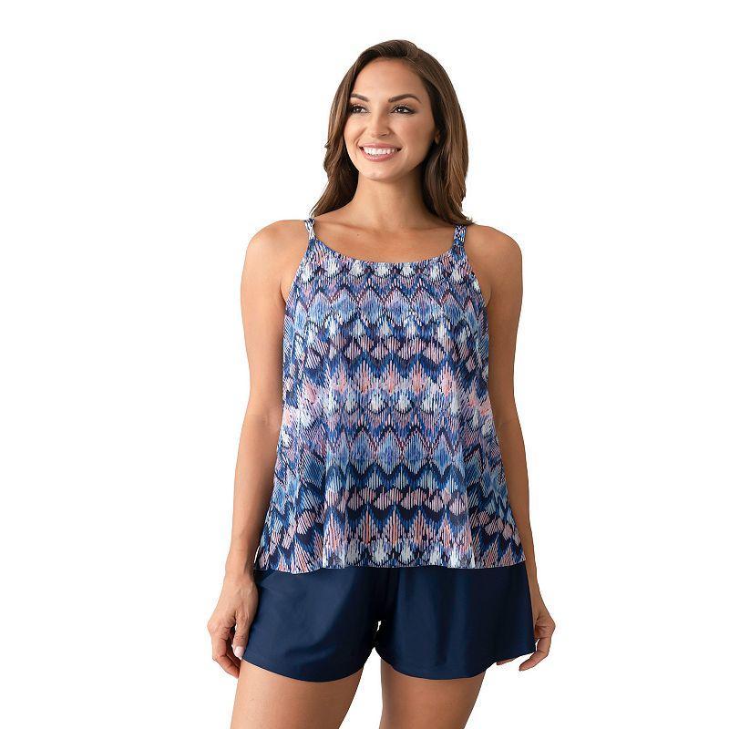 Womens Del Raya Printed Mesh Layer Romper Blue Product Image