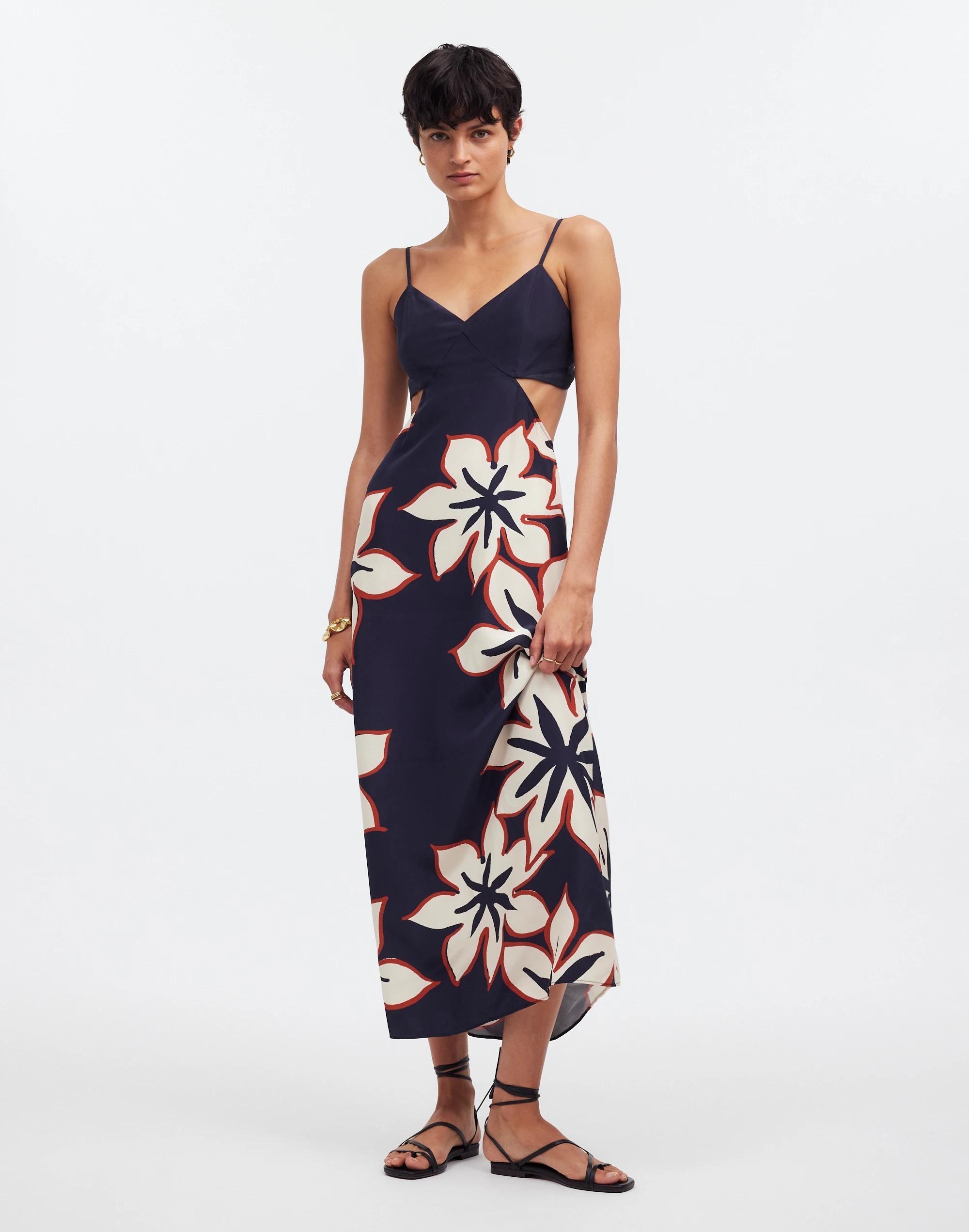 Open-Back Maxi Dress in Silk Floral Product Image