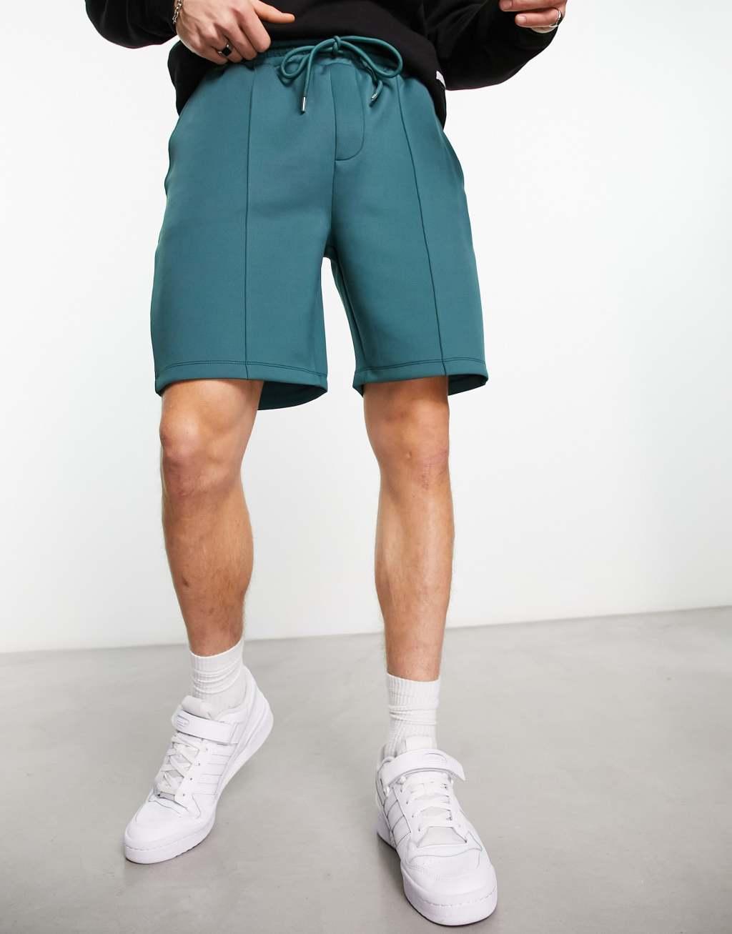 ASOS DESIGN smart slim shorts in green scuba Product Image