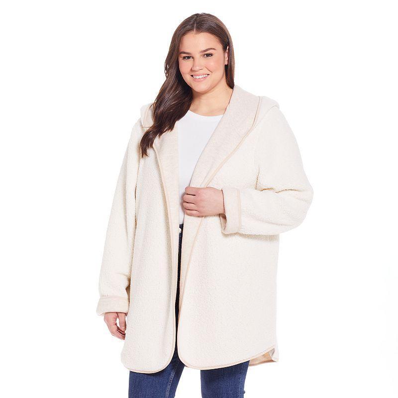 Womens Weathercast Open-Front Reversible Jacket Oatmeal Ivory Product Image