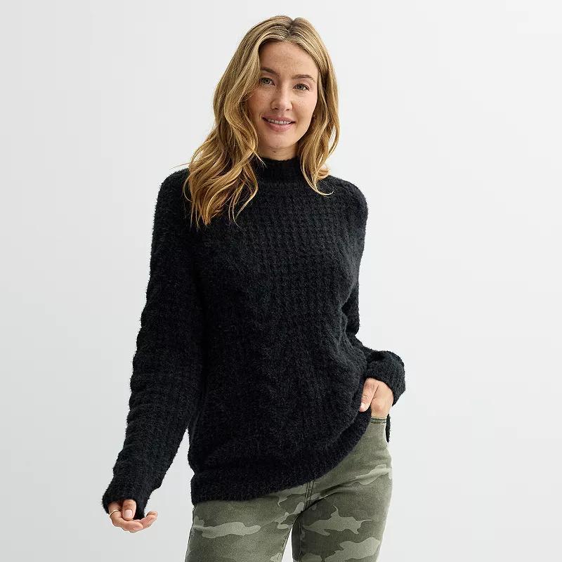 Womens Sonoma Goods For Life Cable Knit Mock Neck Sweater Product Image