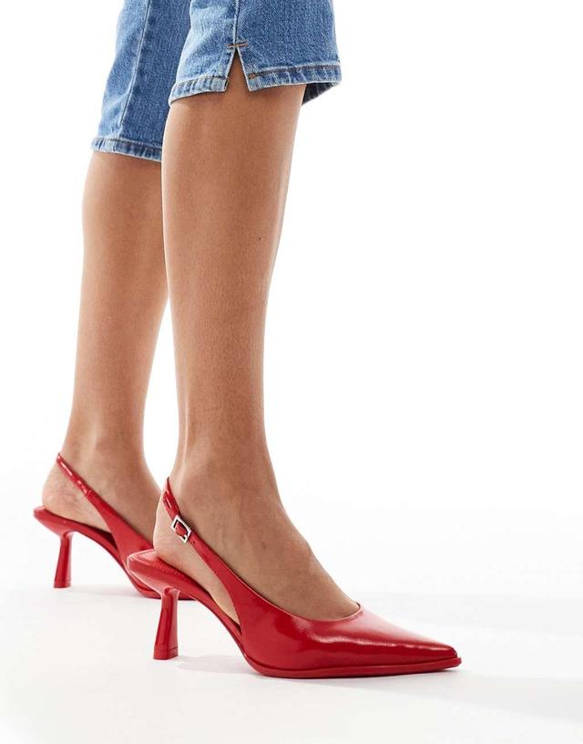 Bershka pointed slingback heels in red Product Image