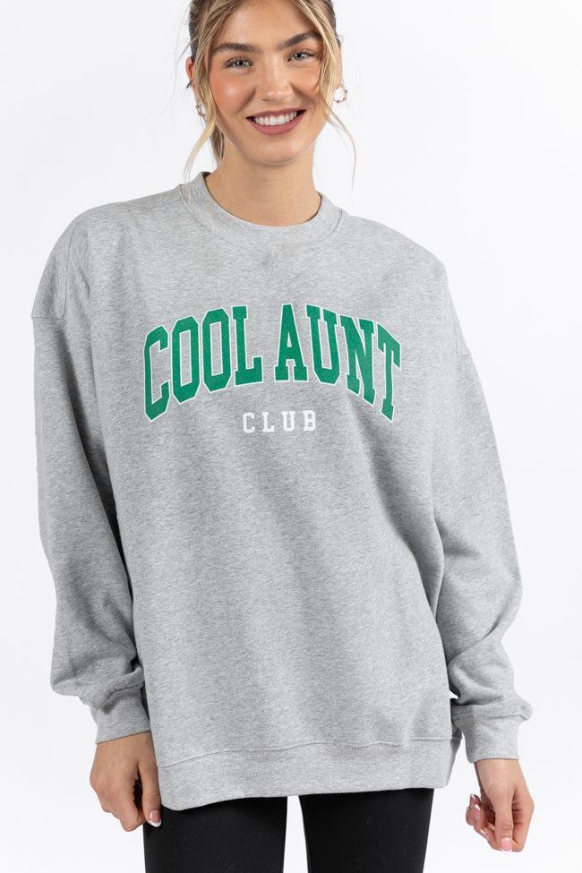 Cool Aunt Club Light Grey Oversized Graphic Sweatshirt Product Image