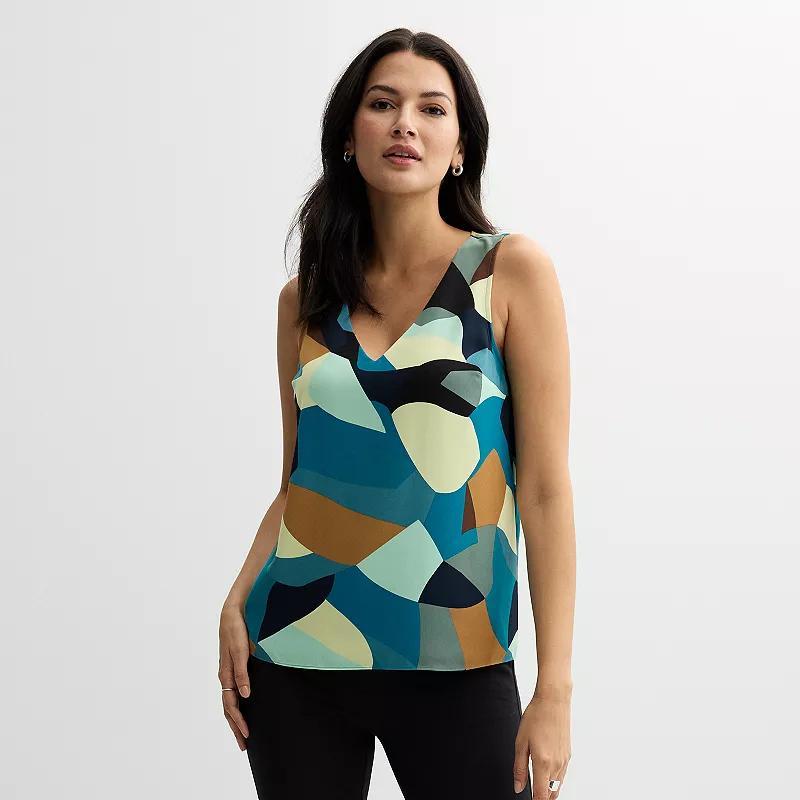 Womens Nine West V-Neck Tank Top Blue Bold Birds Product Image