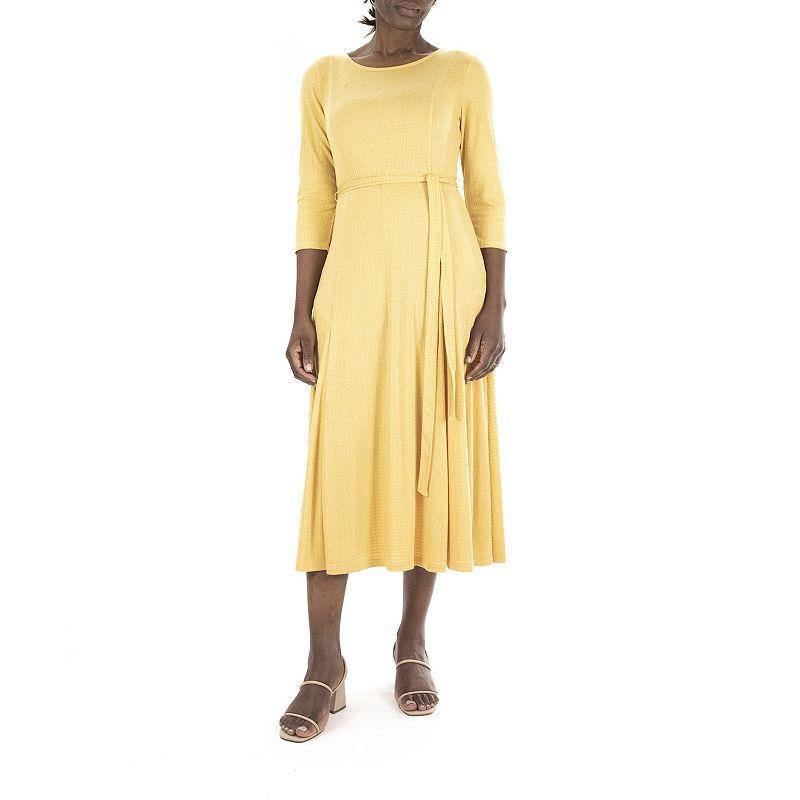 Womens Nina Leonard Sylvia Midi Dress Med Yellow Product Image