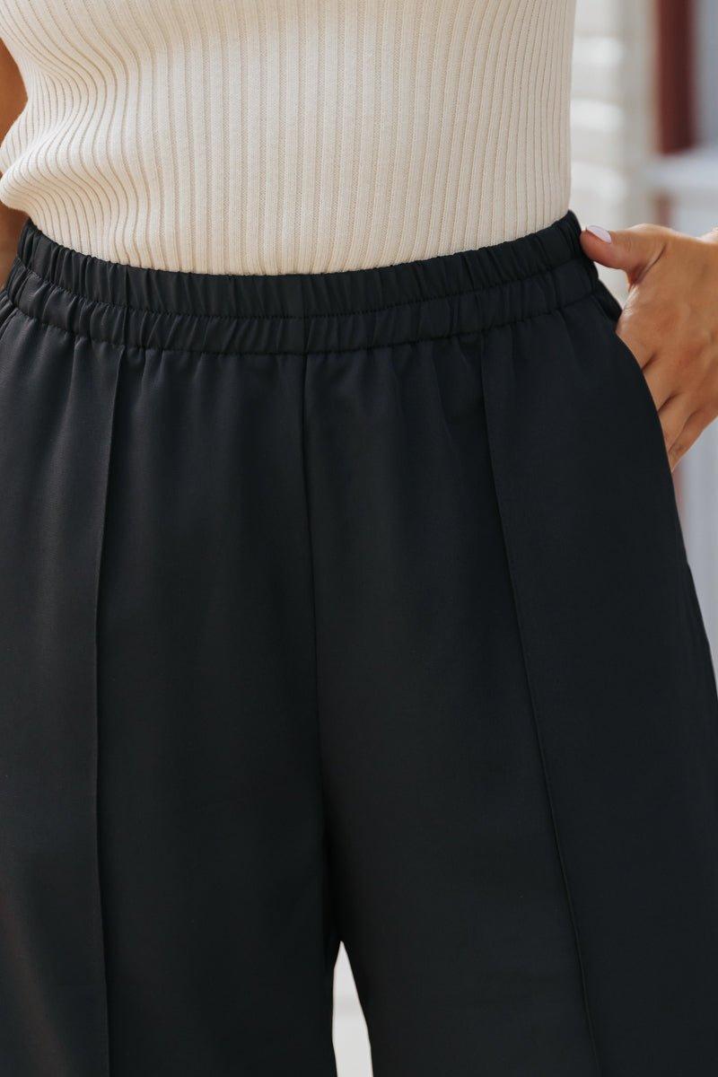 Black Front Seam Wide Leg Pants - FINAL SALE Product Image