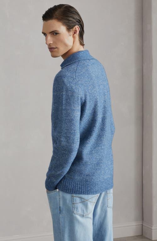 BRUNELLO CUCINELLI Alpeca-blend Flecked Polo Sweater In Azure Product Image