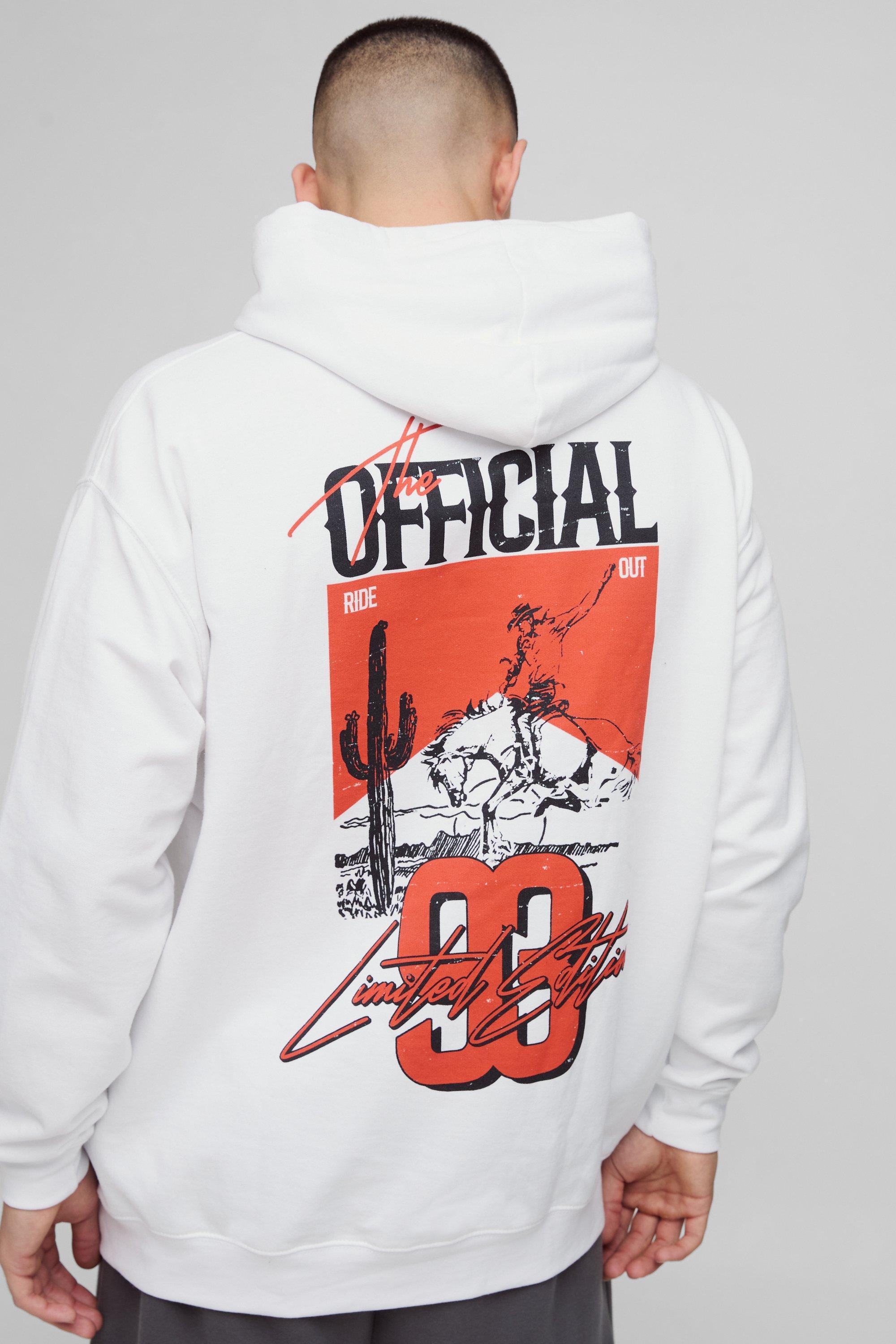 Oversized Official Western Graphic Hoodie | boohooMAN USA Product Image