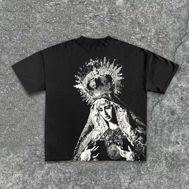 Vintage The Scriptures Of The Blessed Virgin Mary Print Cotton T-Shirt Product Image