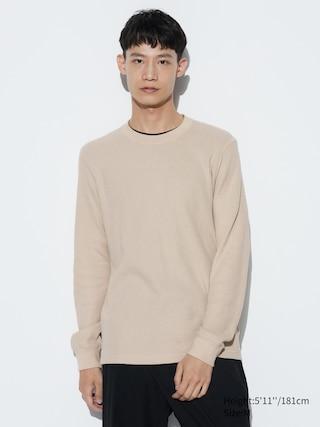 Mens Waffle T-Shirt Long-Sleeve Natural XL UNIQLO US Product Image