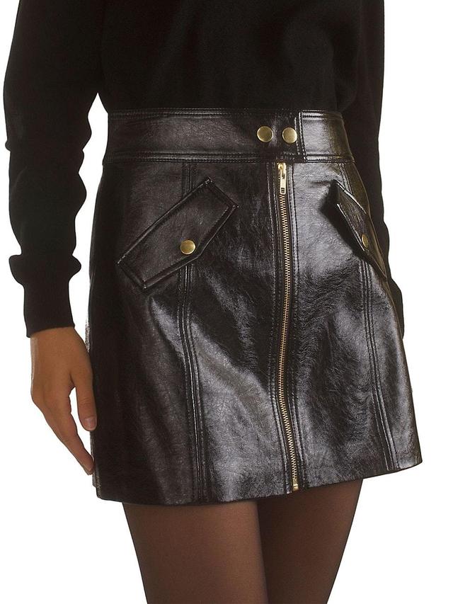 Womens Patent Vegan-Leather A-line Miniskirt Product Image