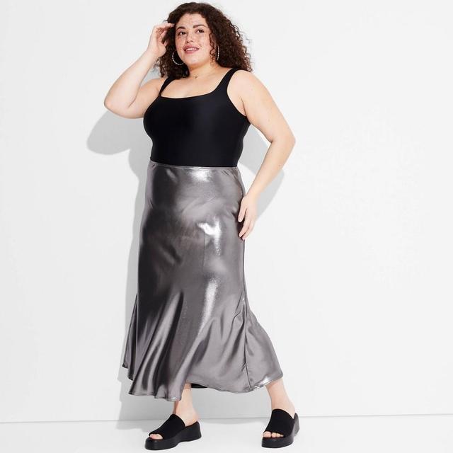 Womens Metallic Trumpet Maxi Skirt - Wild Fable Silver Product Image