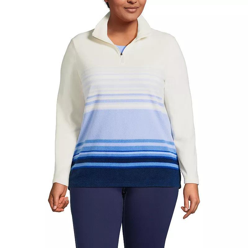 Plus Size Lands End Ombre Striped 1/4-Zip Fleece Pullover, Womens Product Image