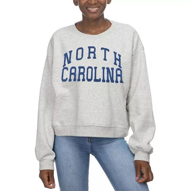 Womens ZooZatz Oatmeal North Carolina Tar Heels Core Chenille Cropped Pullover Sweatshirt Product Image