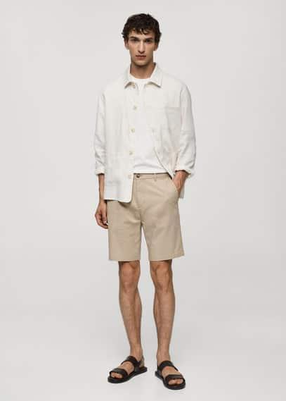 MANGO MAN - Slim-fit chino cotton bermuda shorts beigeMen Product Image