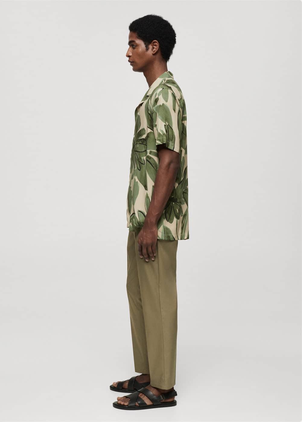 MANGO MAN - Regular fit tropical print shirt greenMen Product Image