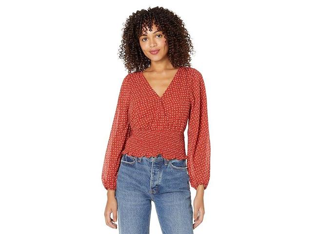 Madewell Julianne Smocked-Waist Top (Ground Madder) Women's Blouse Product Image